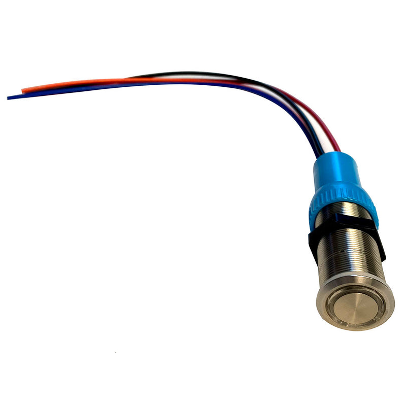 Bluewater 22mm Push Button Switch - Off/(On) Momentary Contact - Blue/Red LED - 4' Lead [9059-2113-4]