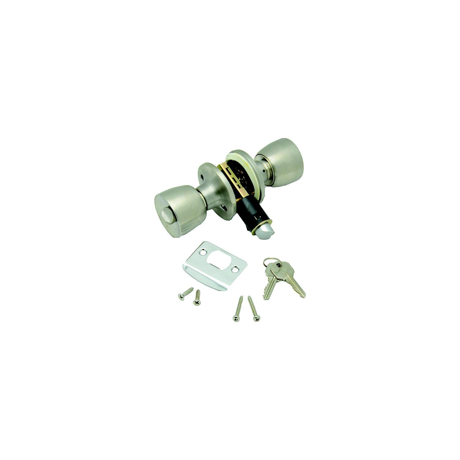 A P Products 013-220-SS AP 013220SS Knob Entrance Lock Set, Stainless Steel