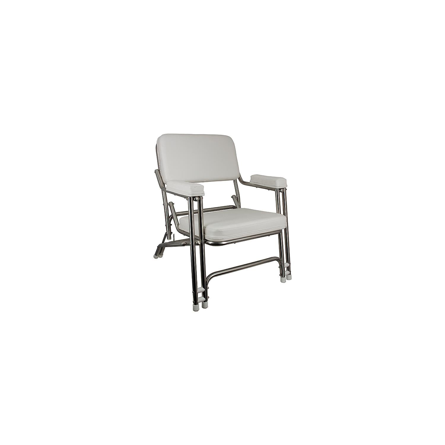 Springfield Marine 1080021-SS 1080021SS Deck Folding Chair, White With Stainless Steel Tubing