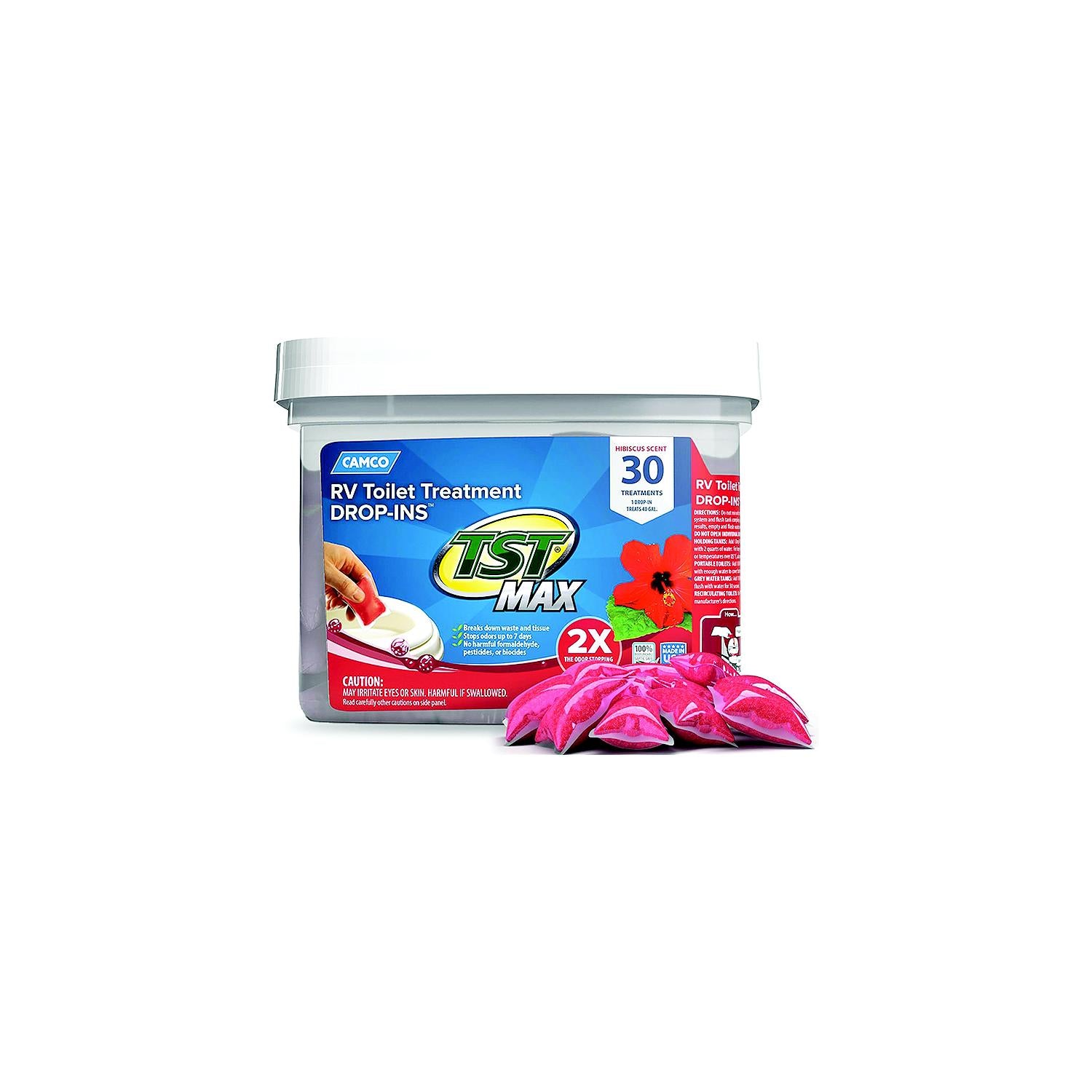 Camco RV 41604 41601 Max Toilet Treatment Drop-Ins, 30 Pack, Hibiscus Breeze
