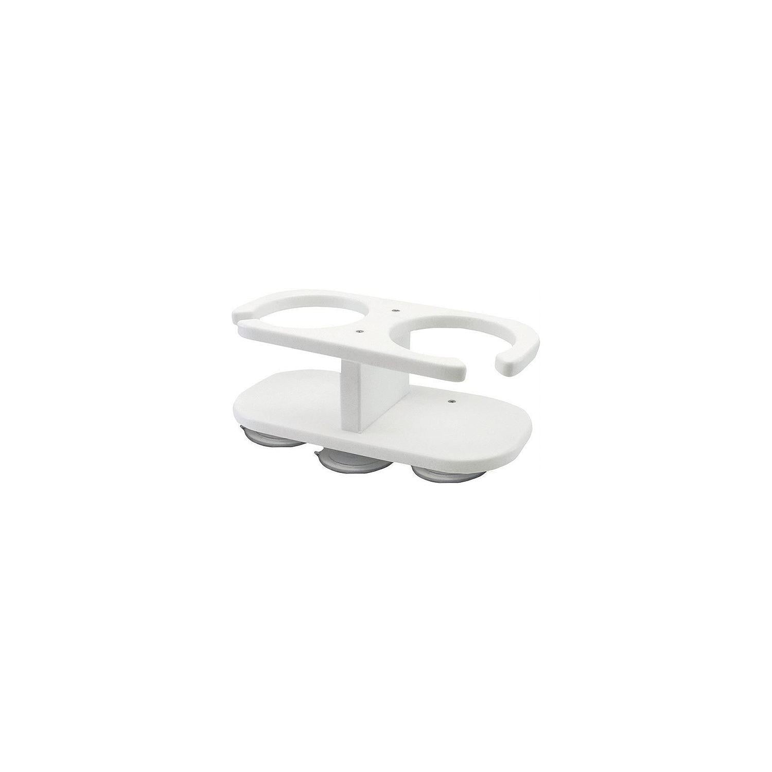 Taco Metals P01-2001W P012001W 2 Drink Holder, White Poly w/Suction Cup Mt.