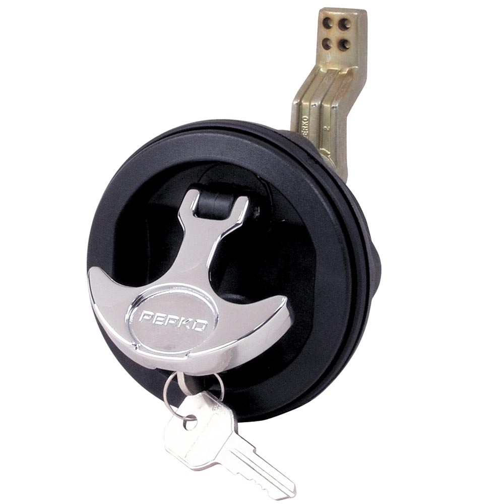 Perko Surface Mount & Latch - Black Body, Chrome Handle, Offset Cam Bar, 3/4