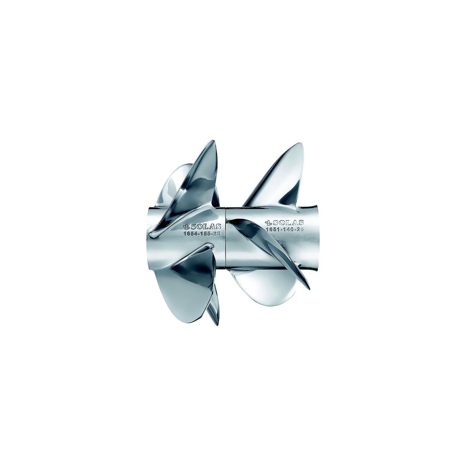Solas Propeller 1654-155-26 165415526 Dual For Mercruiser Bravo Three®, Stainless Steel, Front