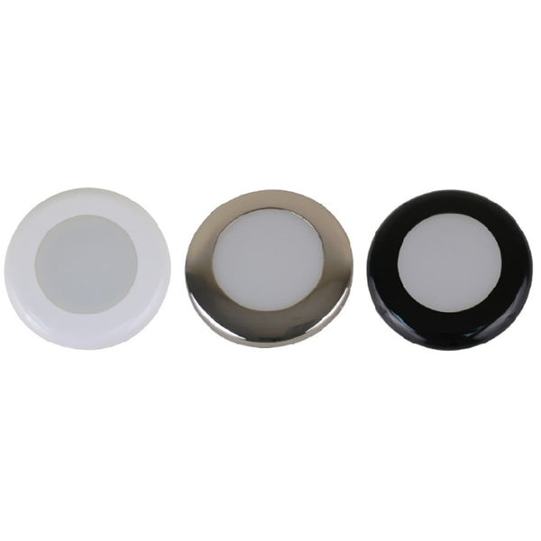 Scandvik A3C Downlight Kit - Warm White w/SS, White,  Black Trim Rings [41290P]