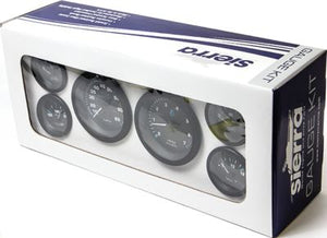 Sierra 68413P Eclipse Series Black Inboard / Sterndrive 6 Set with Tachometer, Speedometer, Voltmeter, Fuel, Water Temperature & Oil Pre