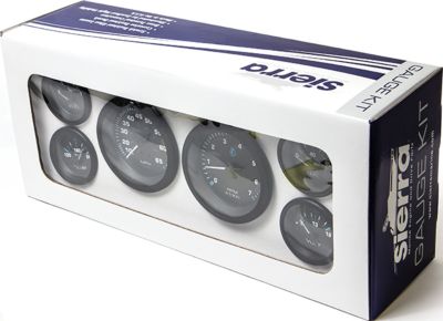 Sierra 68413P Eclipse Series Black Inboard / Sterndrive 6 Set with Tachometer, Speedometer, Voltmeter, Fuel, Water Temperature & Oil Pre
