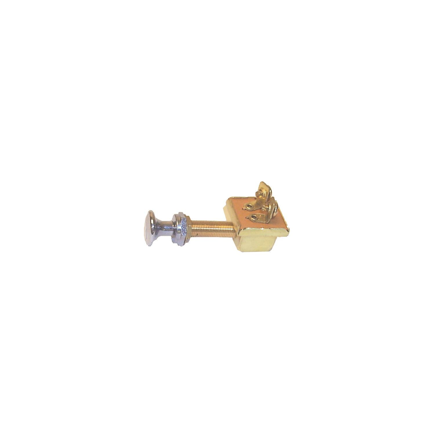 Sierra MP39380 Waterproof Off/On 2 Screw Terminal SPST Push-Pull Switch | Chrome & Brass Knob