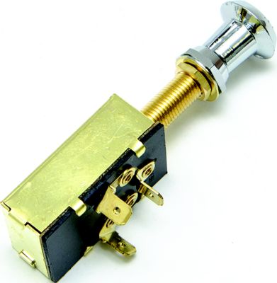 Sierra MP39590 On/Off/On SPDT 4 Blade Terminal Heavy Duty Push Pull Switch | Chrome & Plastic Knob