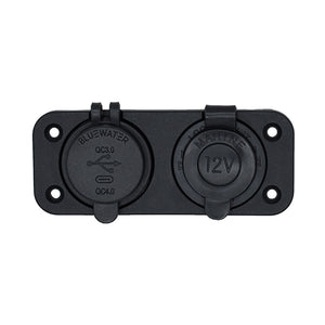 Bluewater Dual USB/USB-C 12V Combo Receptacle w/Plate [3000-4011]