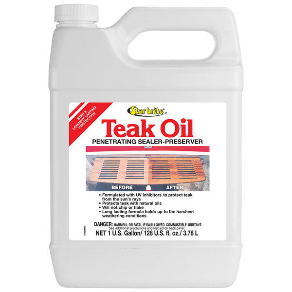 Star Brite Teak Oil - Long Lasting, Penetrating, Sealer,  Preserver w/UV Inhibitors - 1 Gallon [81600]