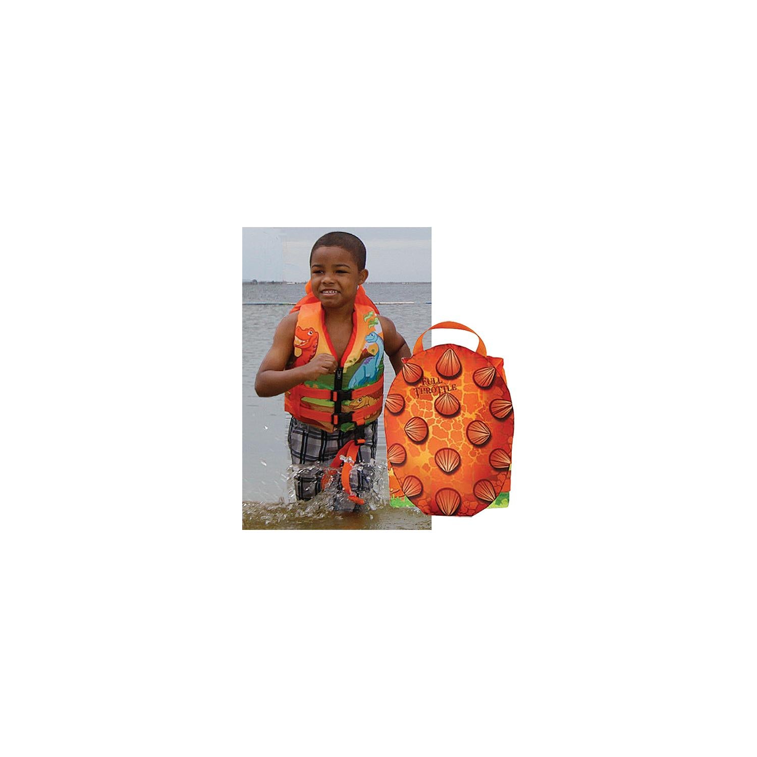 Full Throttle 104300-200-001-15 Child Size Water Buddy Vest, Dinosaur