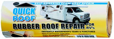 Cofair Products RQR624 Quick Roof Instant Waterproofing For Rubber Roofs, Black Adhesive/White EPDM, 6