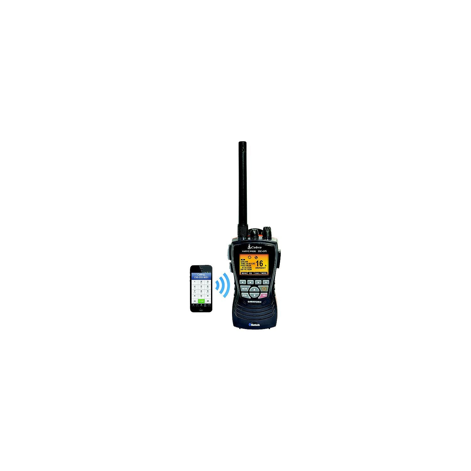 Cobra Electronics MRHH600FLTGPSBT MRHH600FLT Floating GPS Handheld VHF Marine Radio, Black