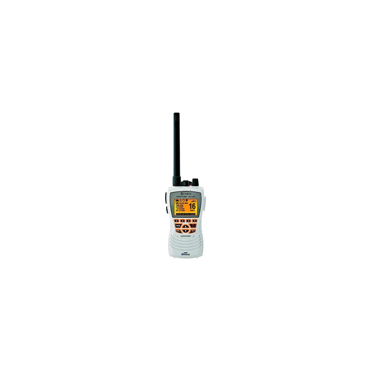 Cobra Electronics MRHH600WFLTGPSBT MRHH600FLT Floating GPS Handheld VHF Marine Radio, White