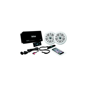 Boss Audio Systems ASK902B.6 500 Watt/4 Channel Bluetooth Amplifier w/Pair Marine Speakers & USB Cable