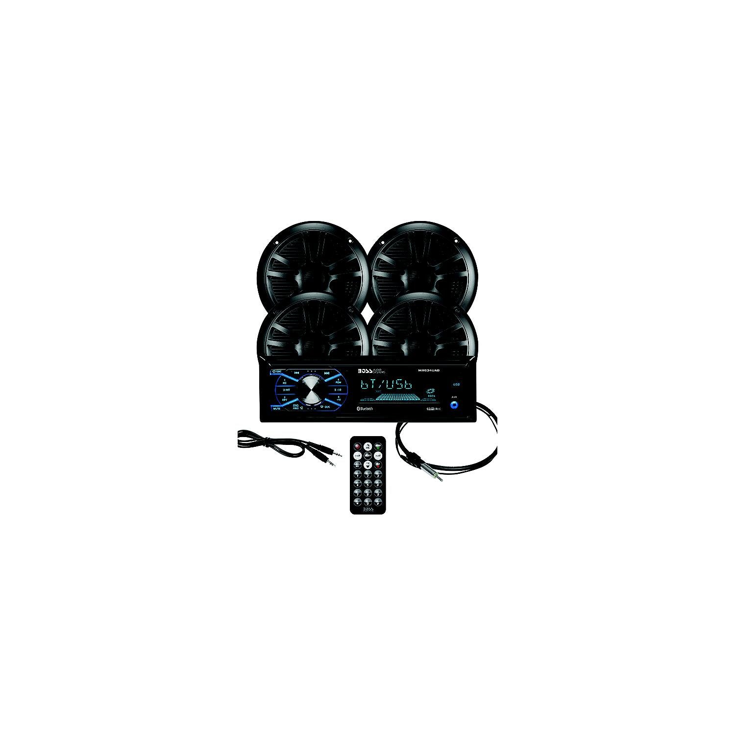 Boss Audio Systems MCBK634B64 Bluetooth Weatherproof Marine Receiver Package w/ 2 pairs of 6.5