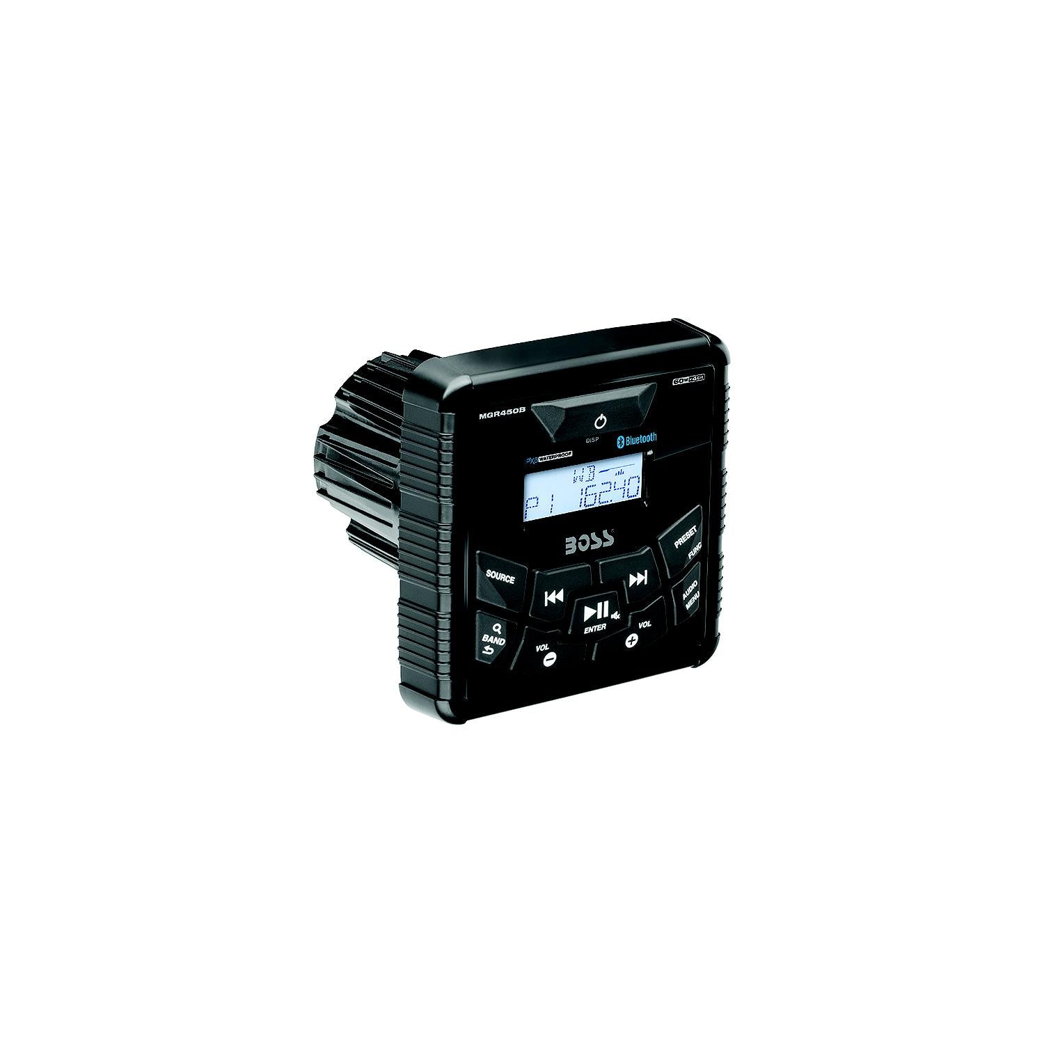 Boss Audio Systems MGR450B Boss BluetoothÂ® Weatherproof In-Dash Gauge Digital Media AM/FM Receiver