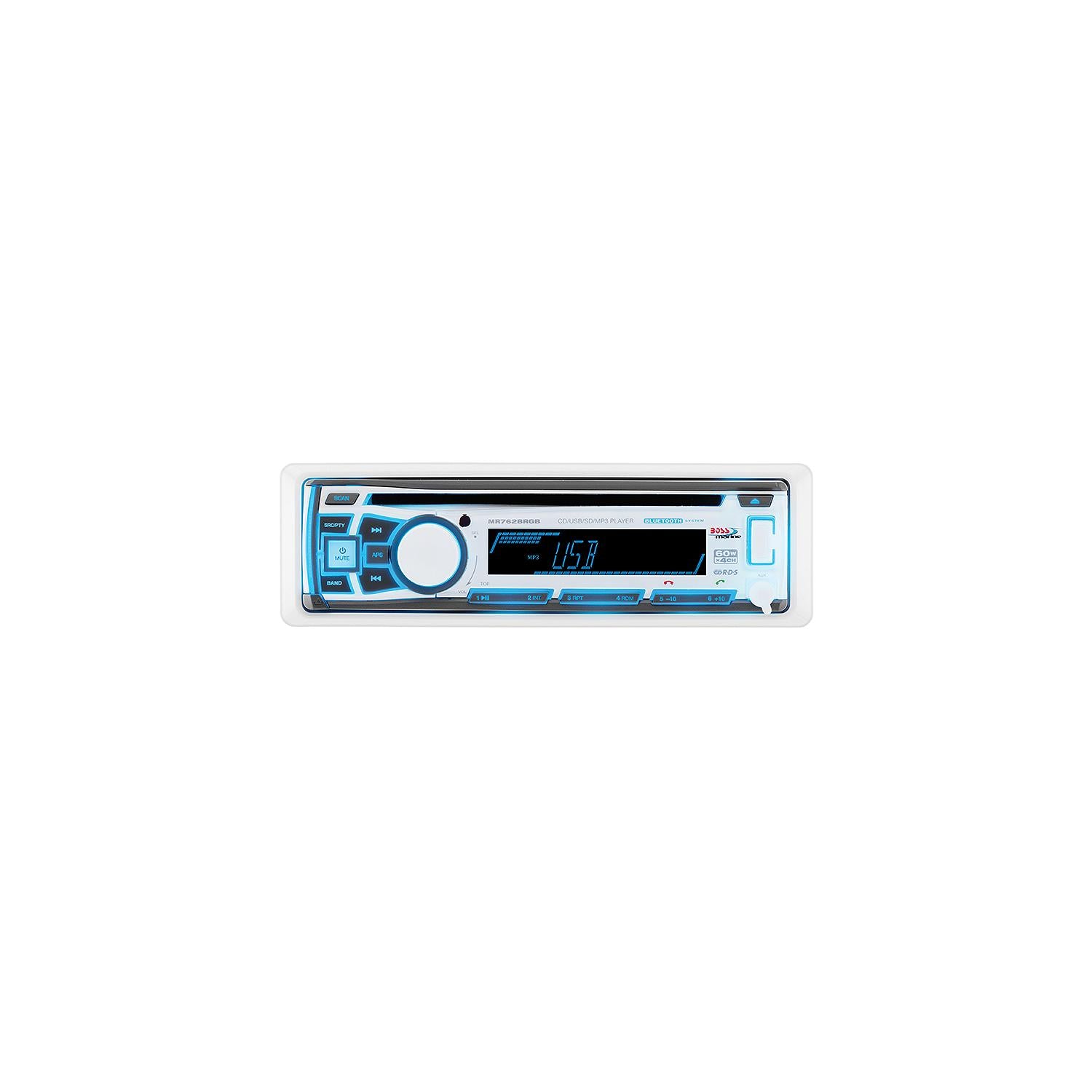 Boss Audio Systems MR762BRGB Marine In-Dash CD/USB/SD/MP3/WMA/AM/FM w/Detachable Front Panel & Bluetooth Receiver w/RGB