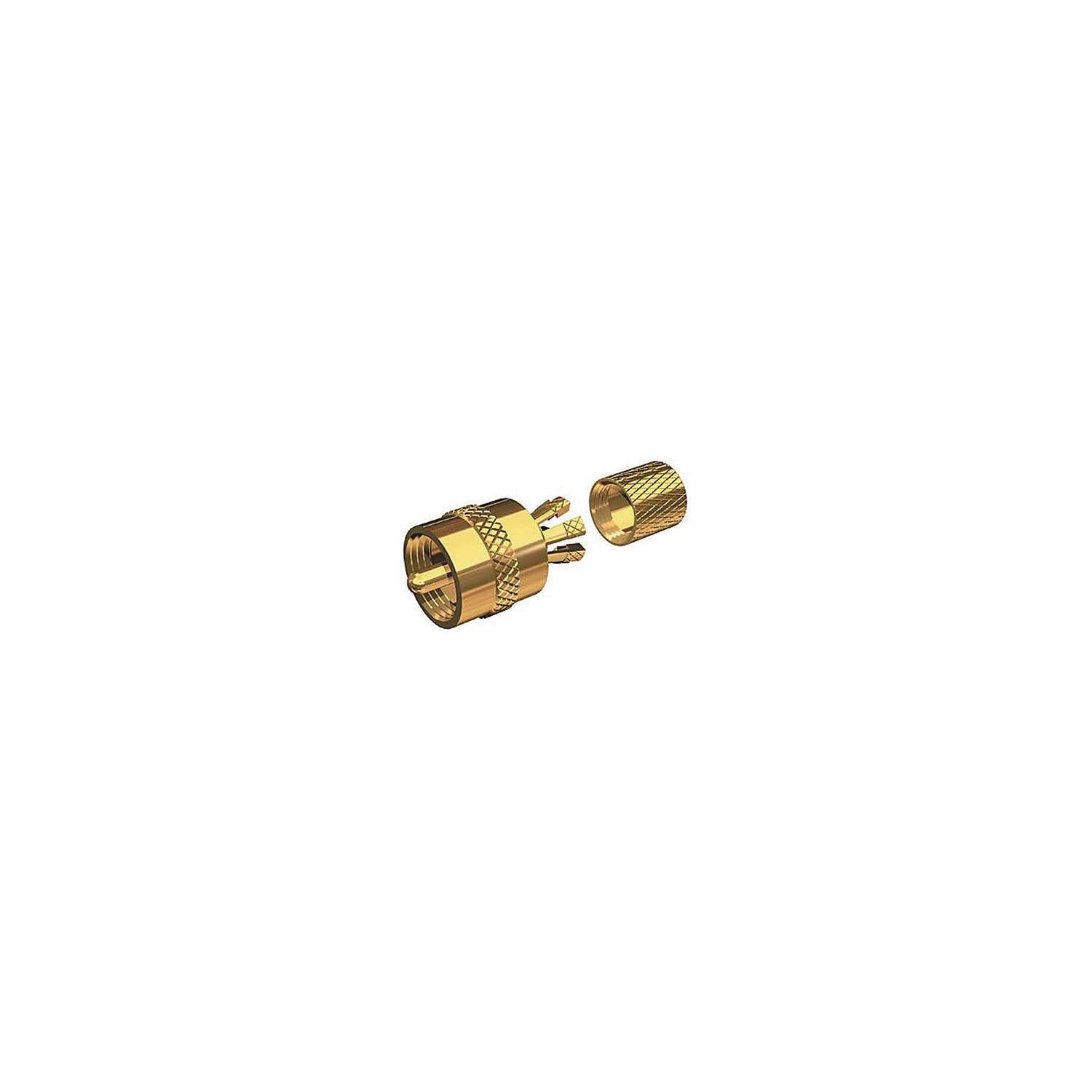 Shakespeare PL-259-CP-G PL258 Gold Plated Solderless VHF Radio Connector
