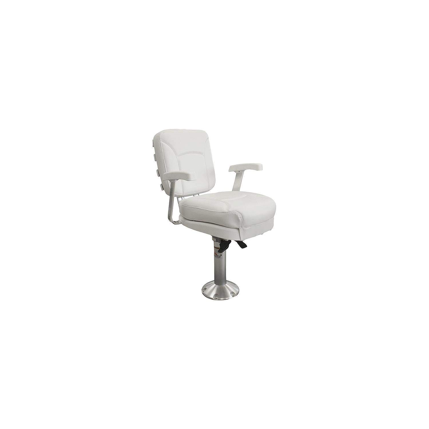 Springfield Marine 1001303 Ladder Back Chair Package, White (Includes Seat With Armrests and Cushions, Pedestal Floor Base Lockin