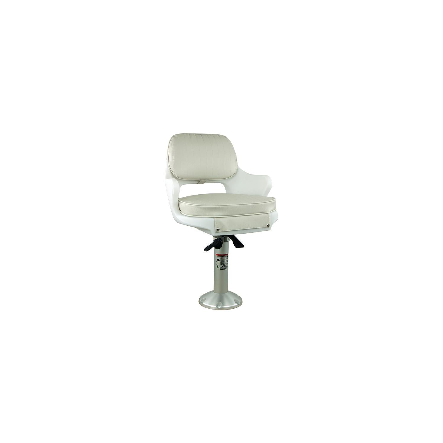 Springfield Marine 1001414-L Yachtsman Fixed Height Chair Package, White (Includes Seat With Armrest and Cushions, Pedestal Base