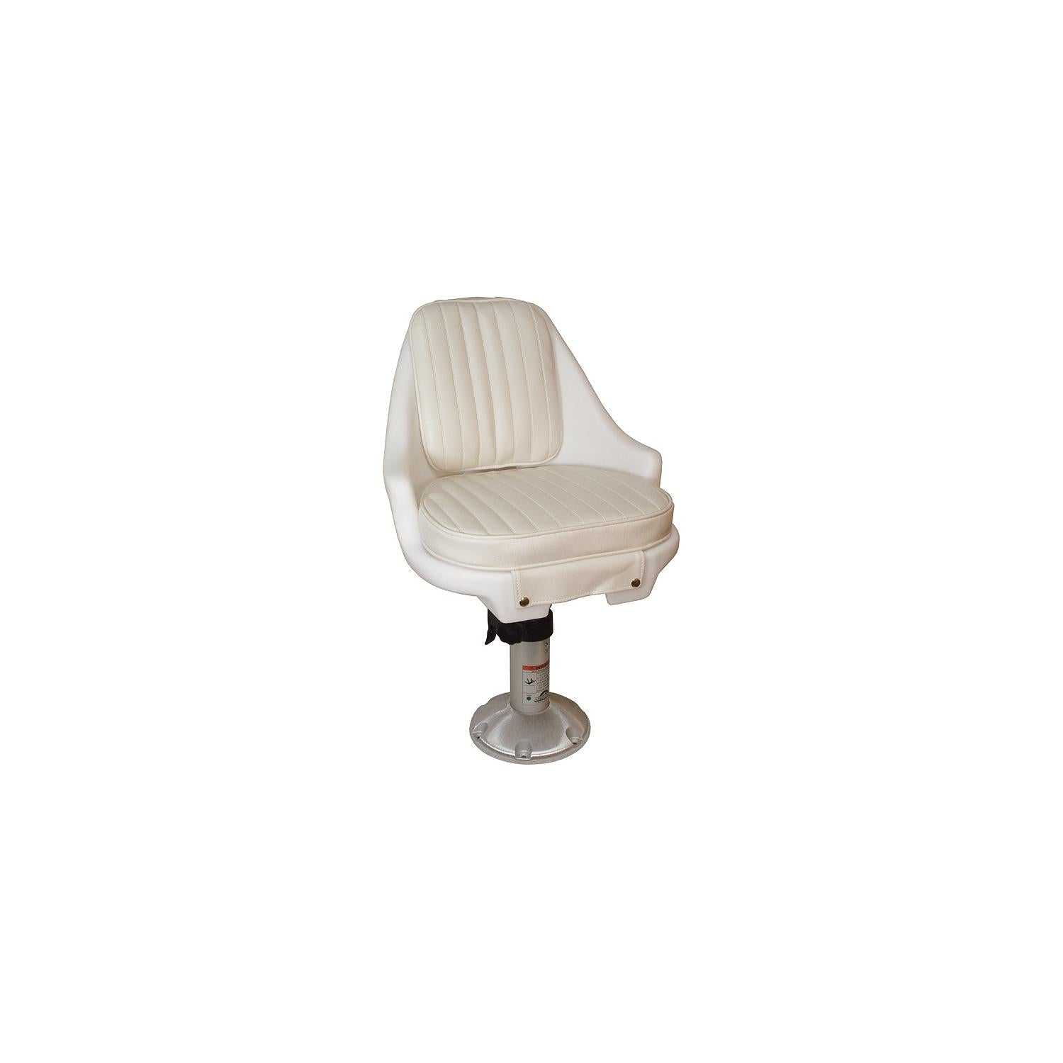 Springfield Marine 1060100 Newport Manual Adjustable Economy Chair Package, White (Includes Seat With Cushions, Pedestal, Mounting Plate a