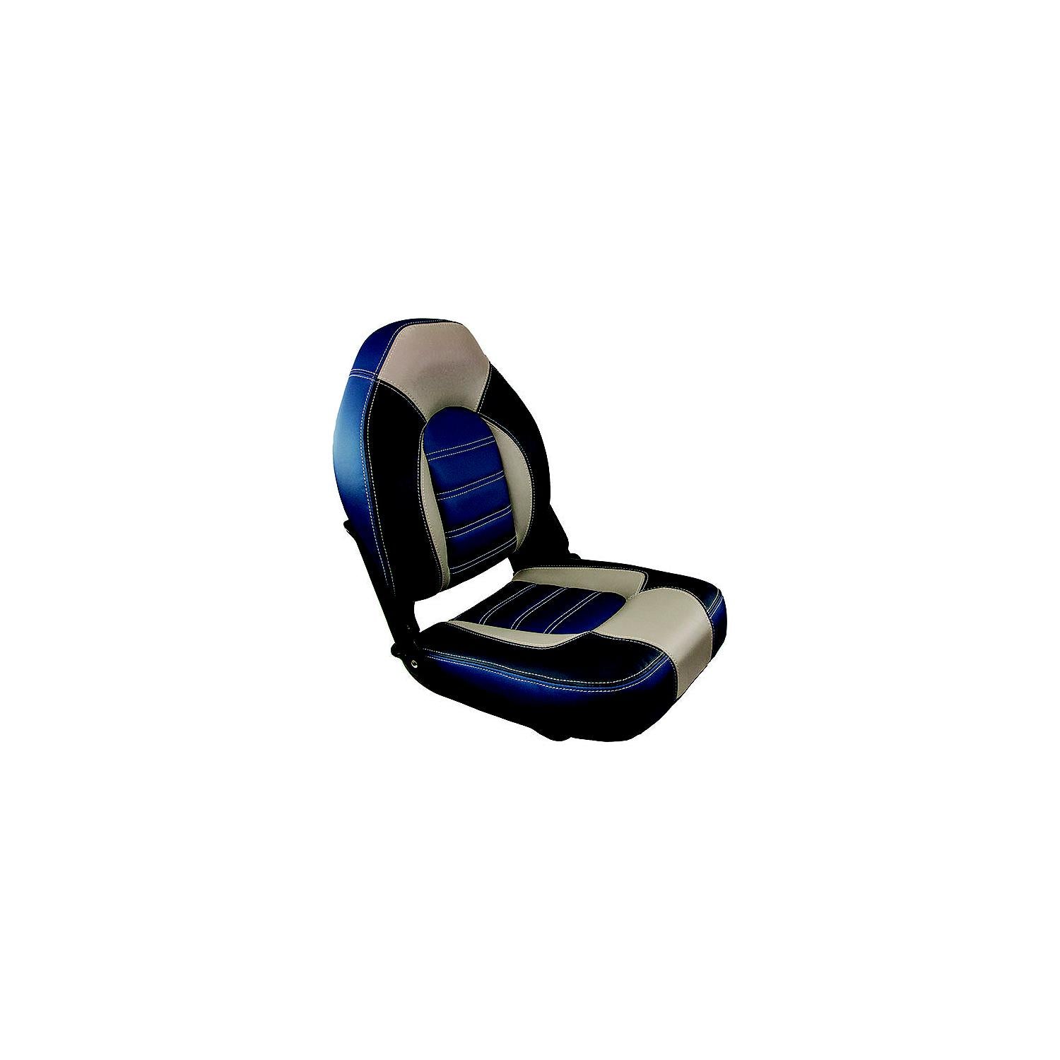 Springfield Marine 1061069-B 1061069B Skipper Premium High Back Fold Down Seat, Blue/Gray