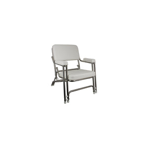 Springfield Marine 1080021-SS Springfield 1080021SS Deck Folding Chair, White With Stainless Steel Tubing