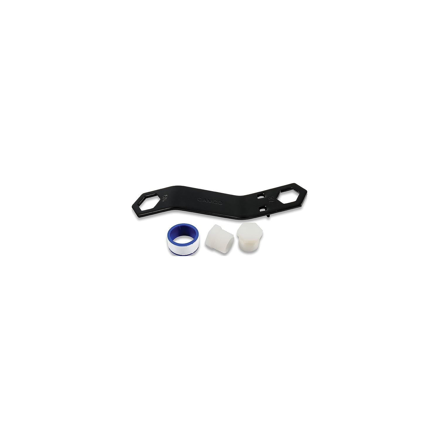 Camco 11633 RV Water Heater Drain Plug Kit (Includes two 1/2-14 NTP Plugs and Teflon Tape)