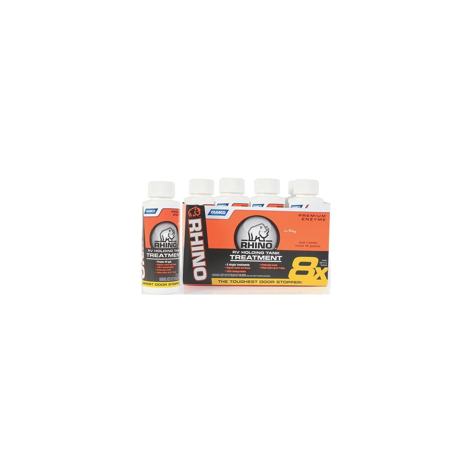 Camco 41511 Rhinoâ„¢ Enzyme RV Holding Tank Treatment, 4 oz., 8/pk