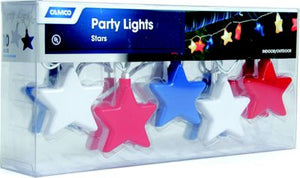 Camco 42656 Patriotic Stars Party Lights (Includes 10 Lights, Connector, 2 Spare Bulbs and Fuse)