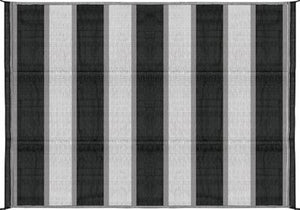 Camco 42873 Open Air Stripe Awning Leisure Mat, 6' x 9' Charcoal