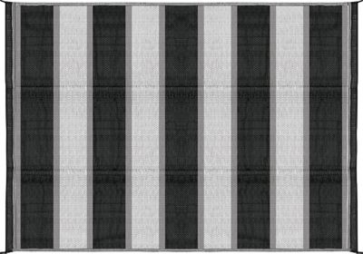 Camco 42873 Open Air Stripe Awning Leisure Mat, 6' x 9' Charcoal