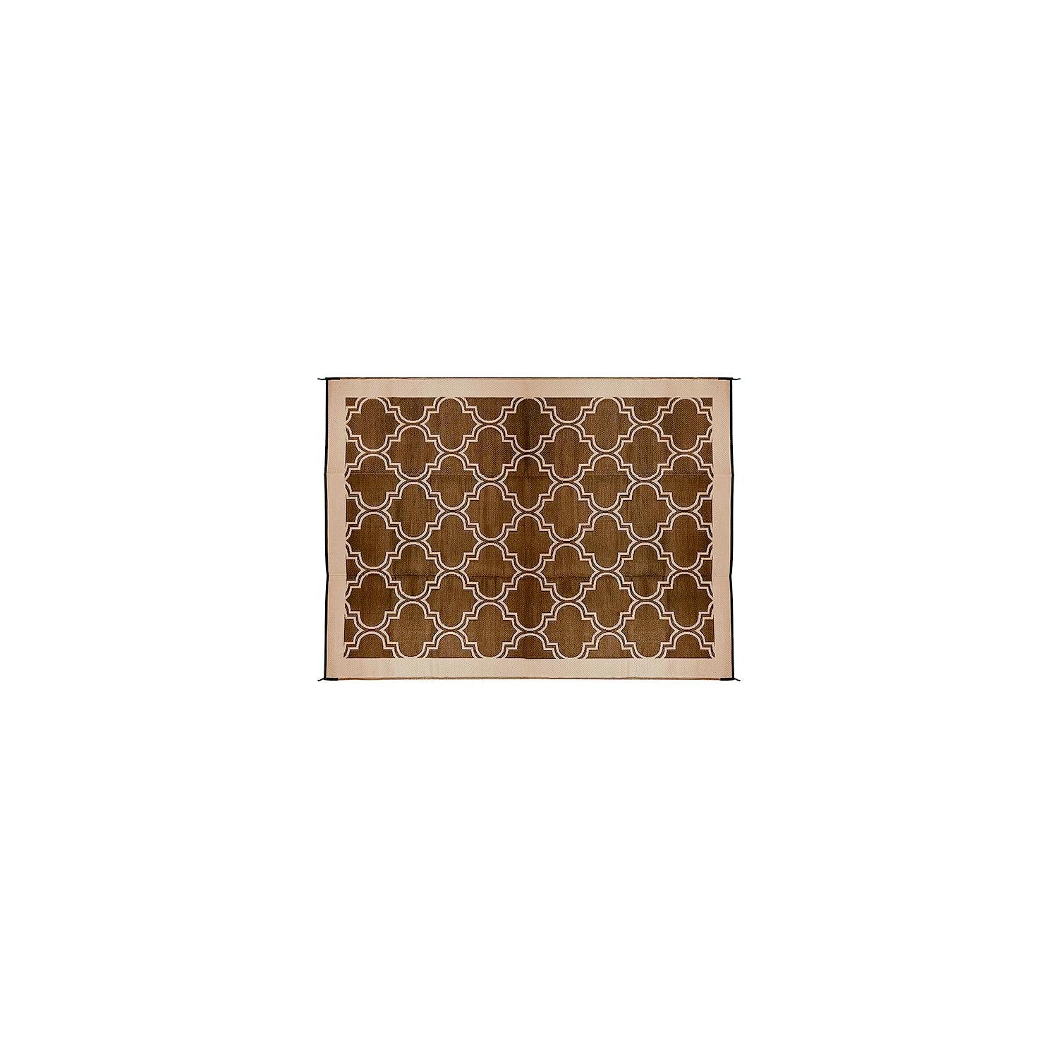 Camco 42877 Open Air Lattice Outdoor Leisure Mat, Brown, 6' x 9'
