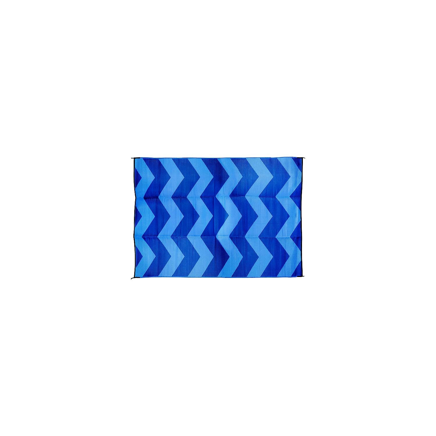 Camco 42878 Open Air Chevron Outdoor Leisure Mat, Blue, 6' x 9'
