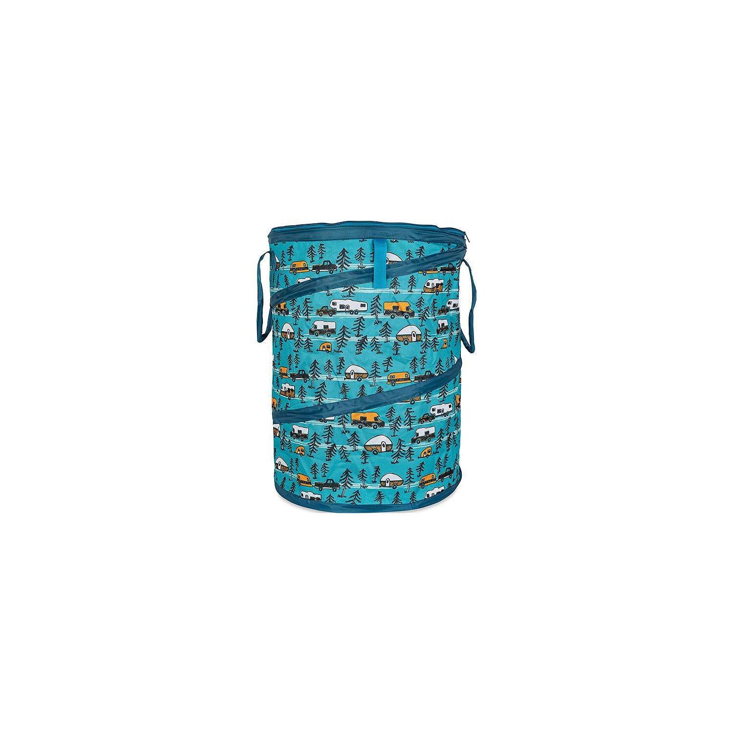Camco 42987 Pop-Up Utility Container, Teal/ Sketched RVs, 30 Gal.