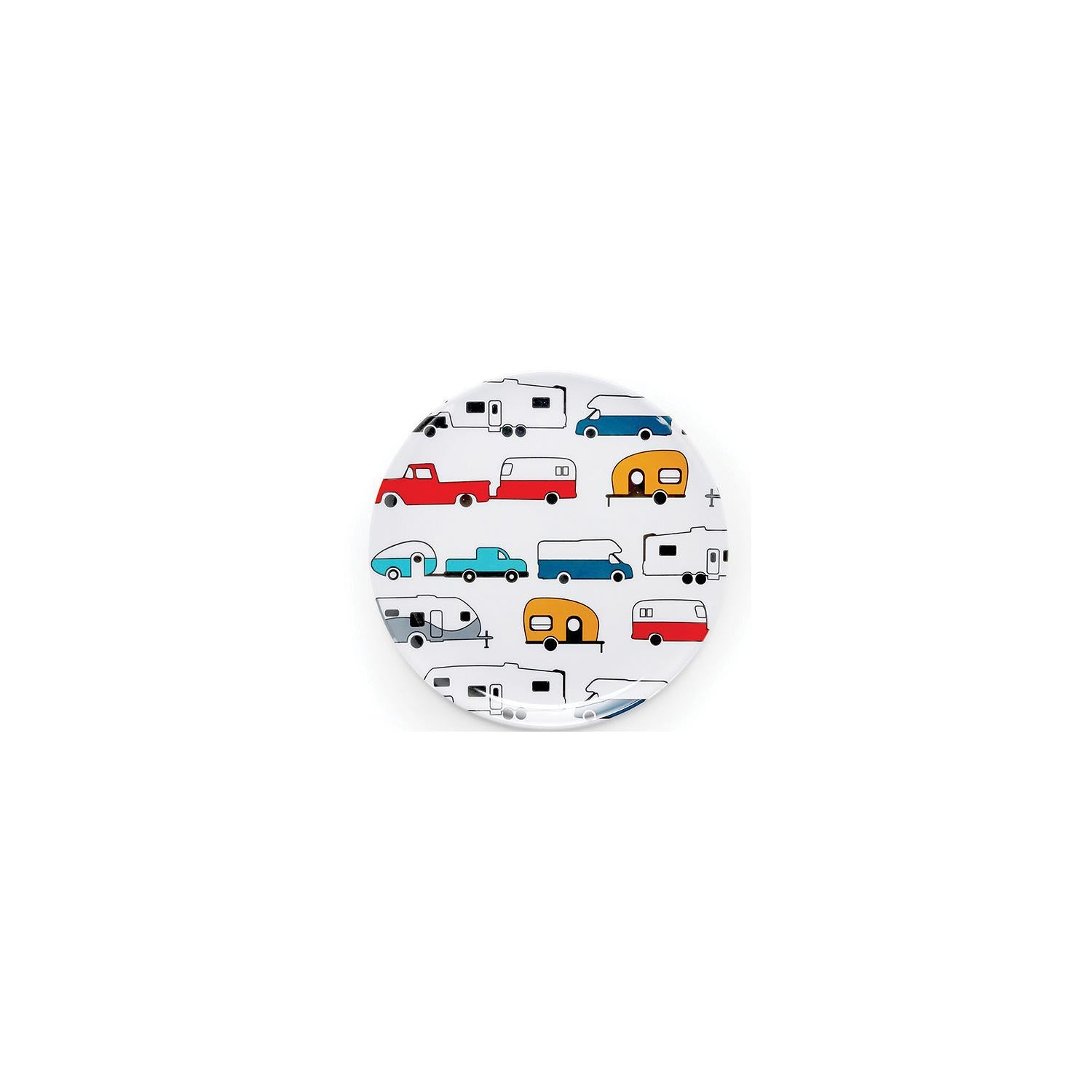 Camco 53223 Melamine Dishware, Multi-color RV & Truck Pattern, 7-3/4