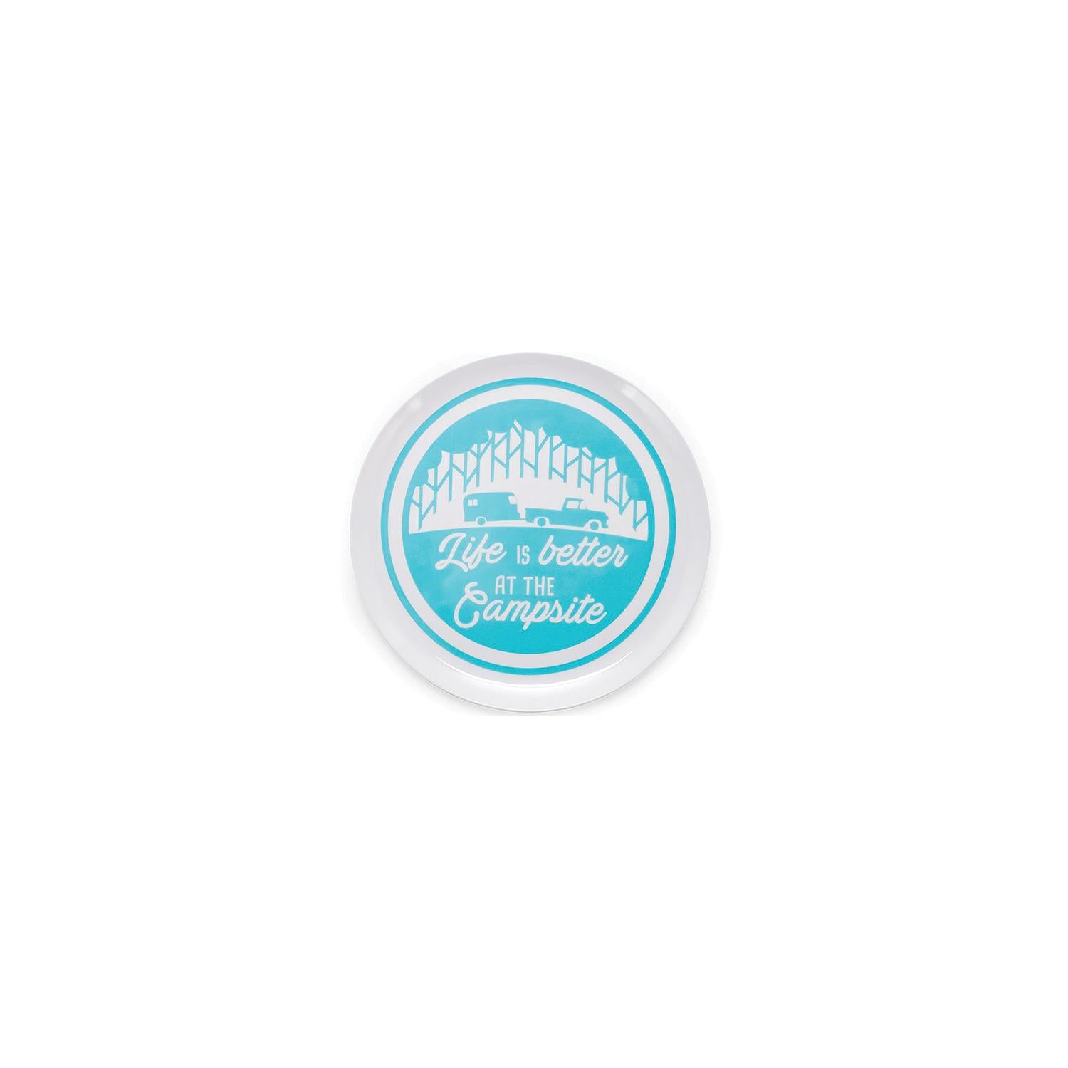 Camco 53227 Melamine Dishware, Blue Tree & Truck Pattern, 9-3/4