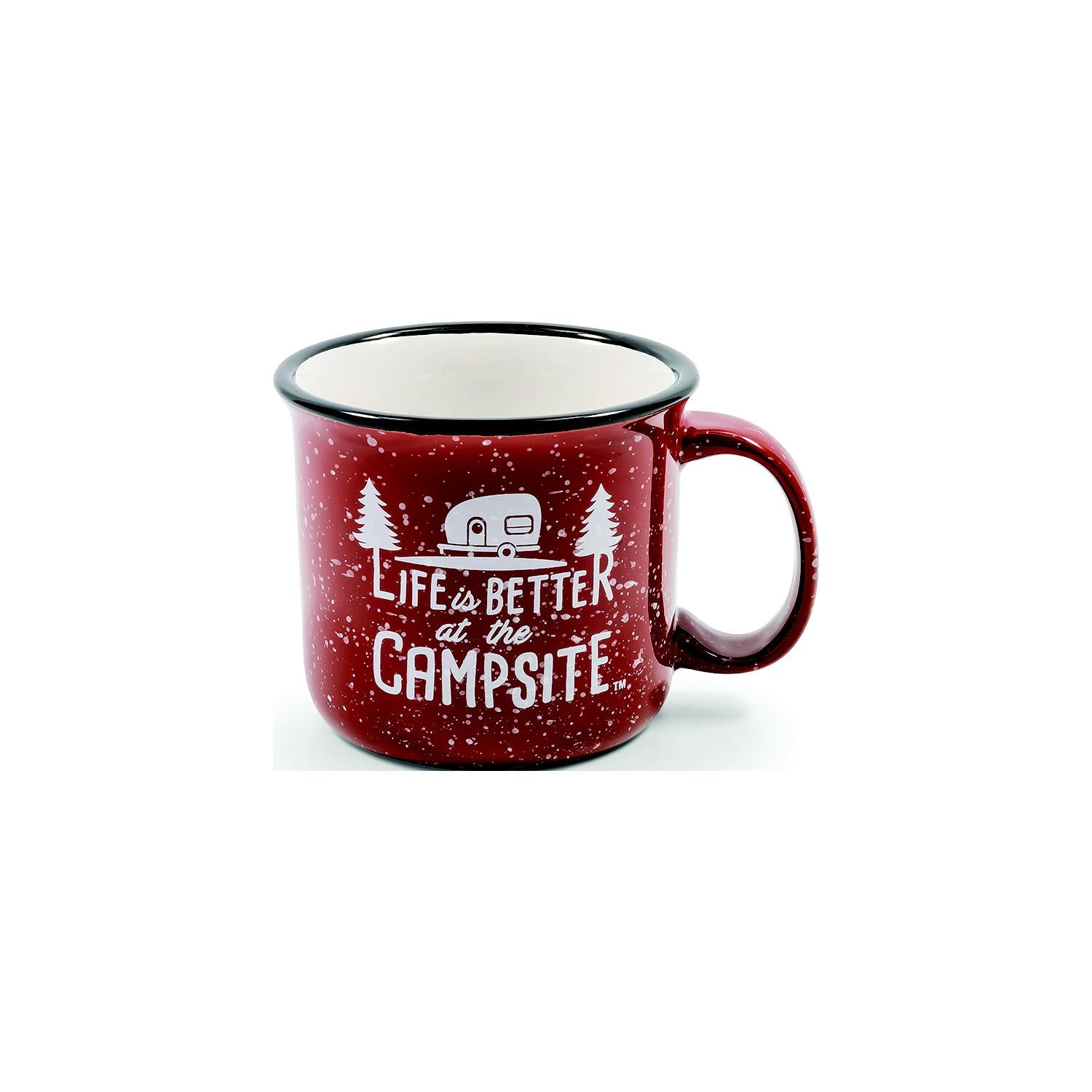 Camco 53235 Ceramic Mug, 14 oz., Red Campsite