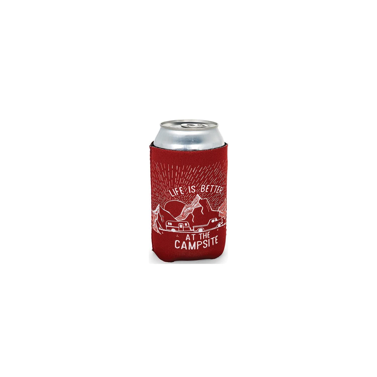 Camco 53248 Life Is Better At The Campsite Can Holder, Burgundy, Sunrise