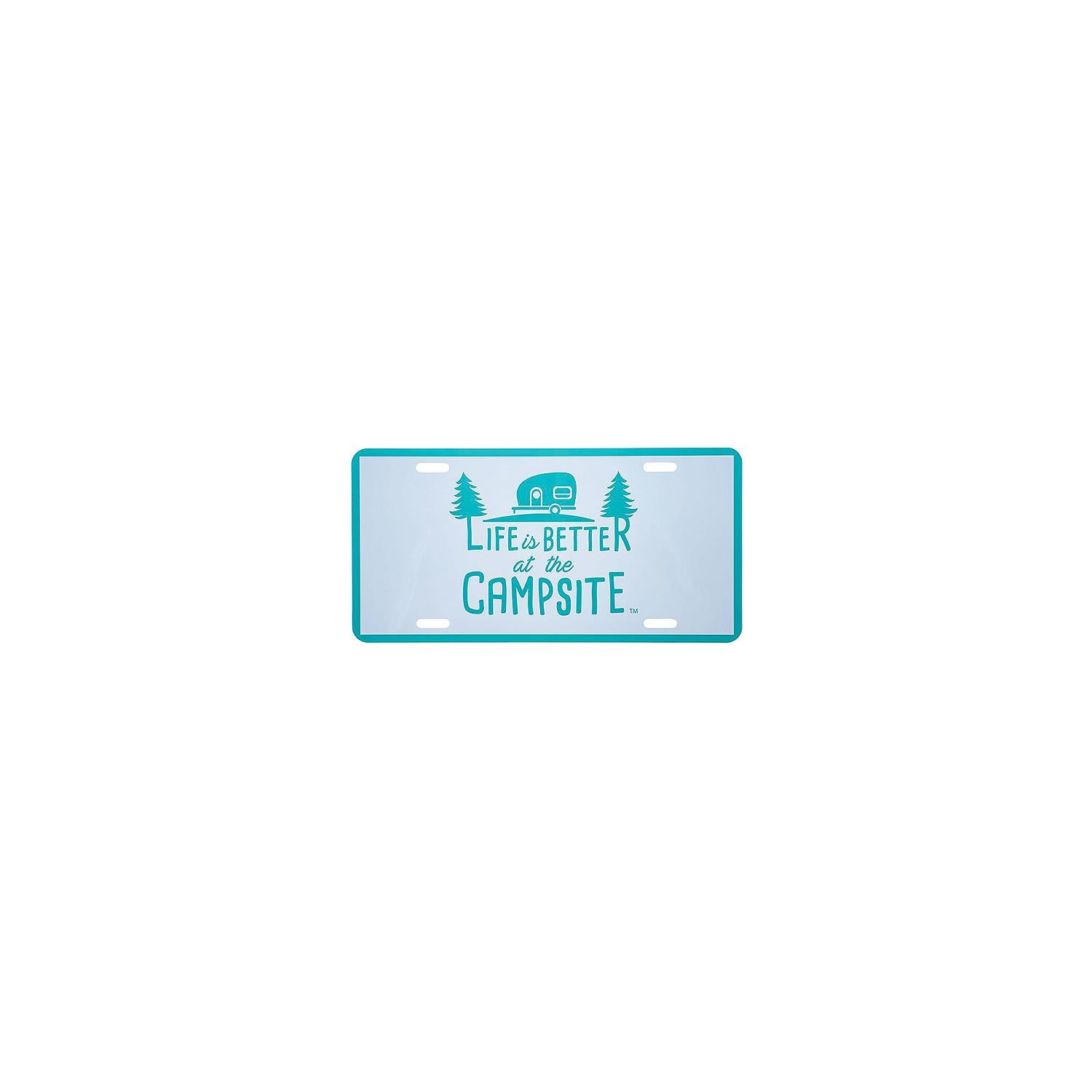 Camco 53251 Decorative Rv Themed License Plate, Teal/White, Camper