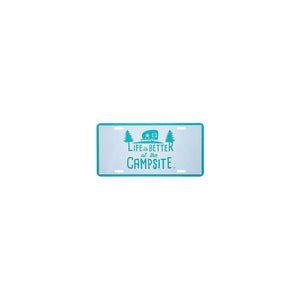 Camco 53251 Decorative Rv Themed License Plate, Teal/White, Camper