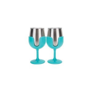 Camco 53484 Wine Tumblers, 8 oz., Light Blue, 1 pr.