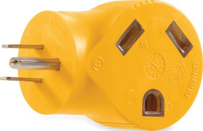 Camco 55325 90Â° Electrical Adapter, 15A Male, 30A Female