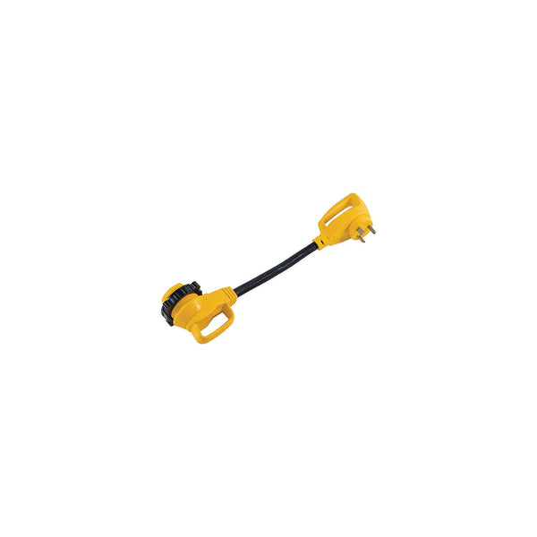 Camco 55522 90Â° Powergrip Locking Adapter, 18", 30A Female / Male Std