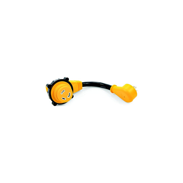 Camco 55636 90Â° Powergrip Locking Dogbone Adapter, 15A to 30A