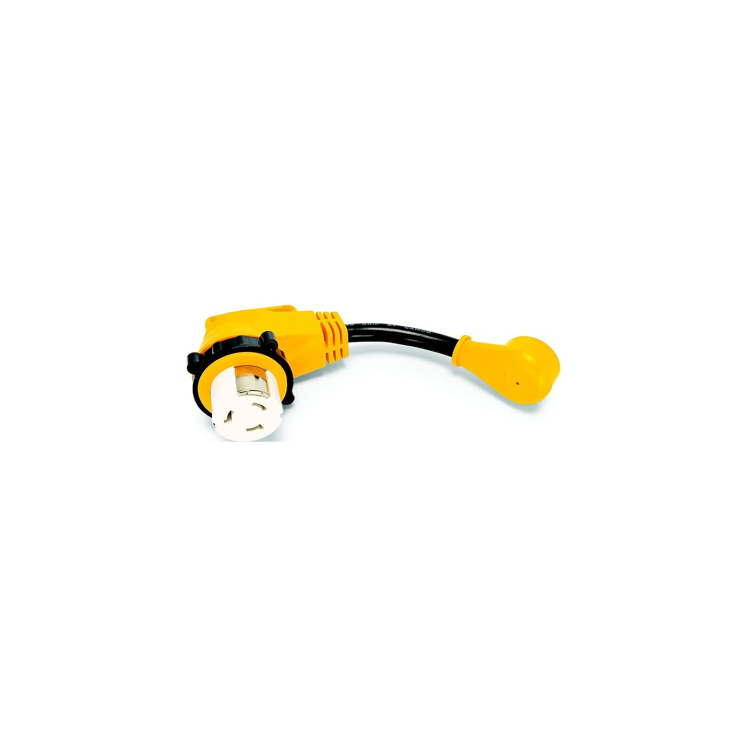 Camco 55638 90Â° Powergrip Locking Dogbone Adapter, 15A to 50A