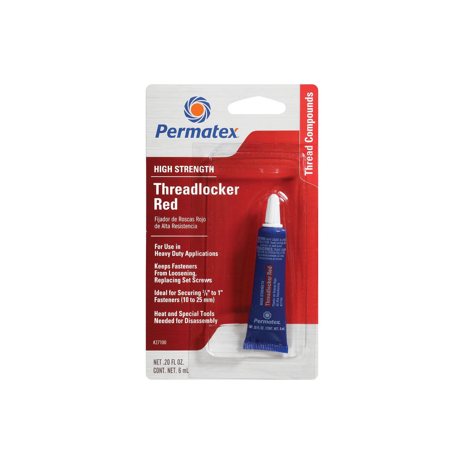Permatex 27100 P 6 Ml #271 High Threadlocker