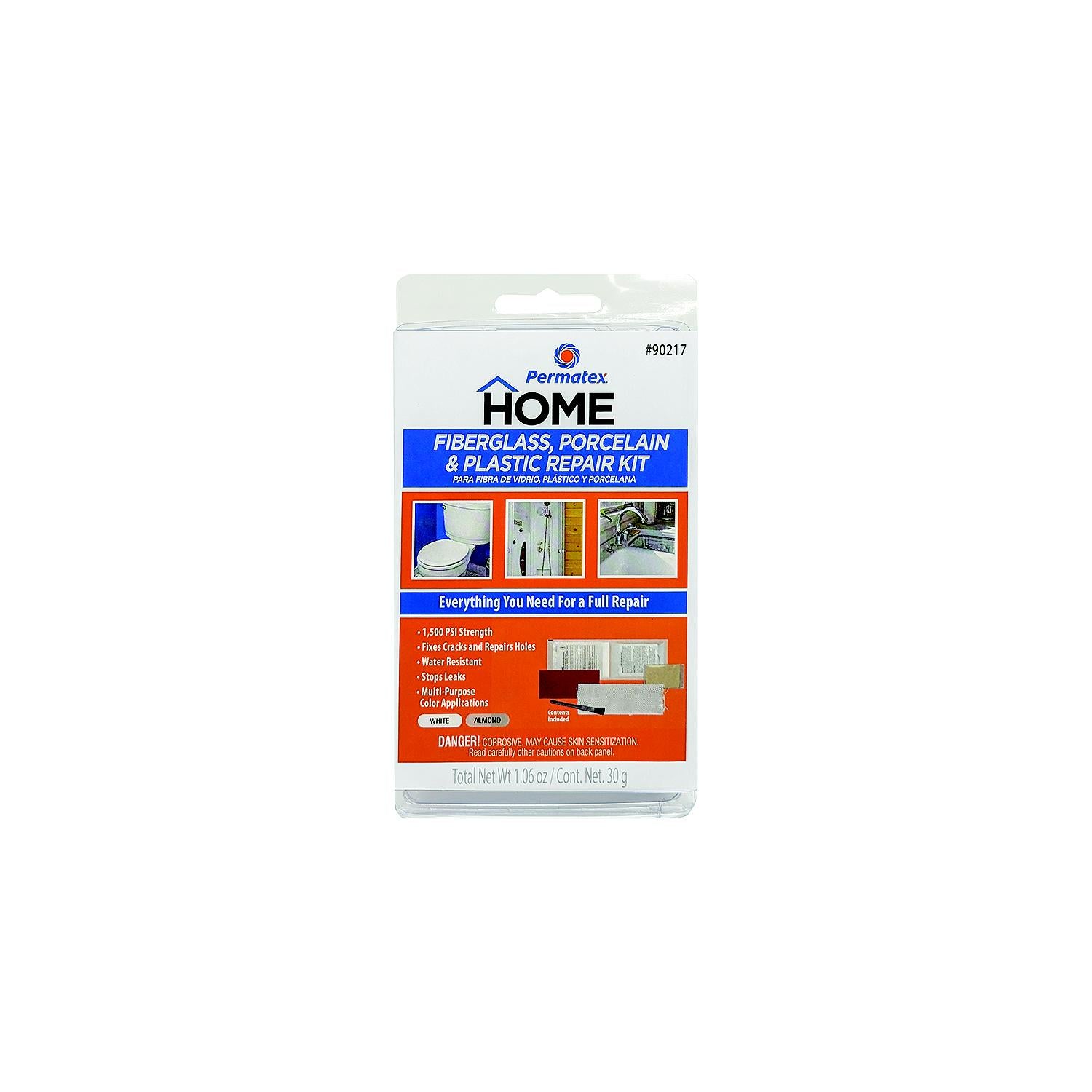 Permatex 90217 Fiberglass, Porcelain, Plastic Repair Kit 1.6 oz