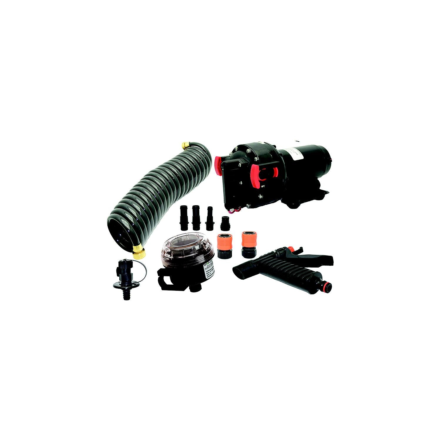 Johnson Pump 64534 Aqua Jet Wash Down Kit 5.2 GPM 12V (Includes Pump, Filter, Hose, Spray Pistol, Bulkhead Fitting, Hose Conne